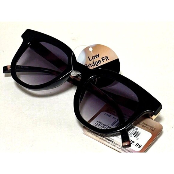 NEW Foster Grant SUNGLASSES Low Nose Bridge FIT Black + Tortoise Temples - Picture 3 of 5